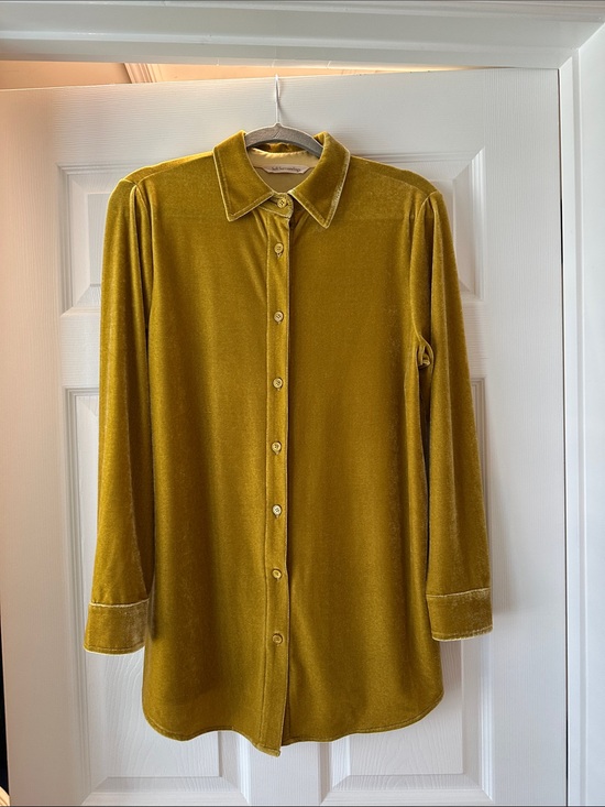 Soft Surroundings Tops - Soft Surroundings Mustard Velvet Button-Up Tunic